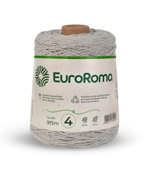 Foto com fundo branco contendo um cone do barbante euroroma n°4 de 600g na cor caqui