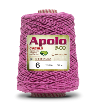contendo um cone do barbante apolo eco n°6 de 600g da marca círculo na cor pink