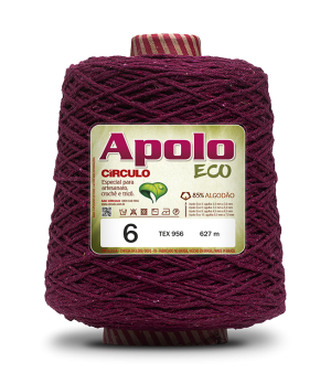 Foto com fundo branco contendo um cone do barbante apolo eco n°6 de 600g da marca círculo na cor marsala
