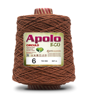 Foto com fundo branco contendo um cone do barbante apolo eco n°6 de 600g da marca círculo na cor telha