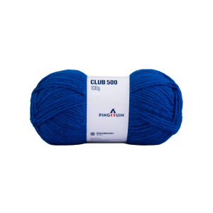 Foto com fundo branco contendo um novelo de 100g do fio club 500 pingouin na cor royal