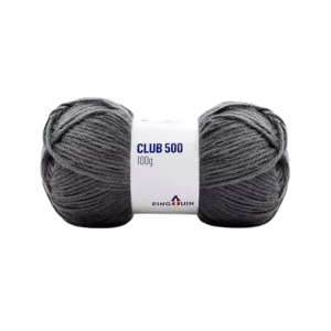 Foto com fundo branco contendo um novelo de 100g do fio club 500 pingouin na cor new gray