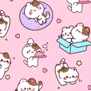 tecido estampa kawaii círculo 3038