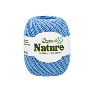 fio nature supremo cor azul bebê, fio de liocel e algodão