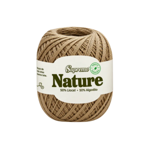 fio nature supremo cor caramelo, fio de liocel e algodão