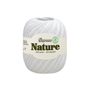 fio nature supremo cor off white, fio de liocel e algodão