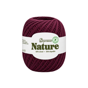 fio nature supremo cor vinho, fio de liocel e algodão